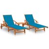 Pack 2 Uds Tumbonas De Jardín | Silla | Sillón Exterior Con Mesa Y Cojines Madera Maciza De Acacia Cfw676923