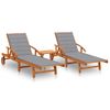 Pack 2 Uds Tumbonas De Jardín | Silla | Sillón Exterior Con Mesa Y Cojines Madera Maciza De Acacia Cfw409436