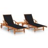 Pack 2 Uds Tumbonas De Jardín | Silla | Sillón Exterior Con Mesa Y Cojines Madera Maciza De Acacia Cfw306576