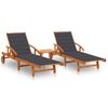 Pack 2 Uds Tumbonas De Jardín | Silla | Sillón Exterior Con Mesa Y Cojines Madera Maciza De Acacia Cfw469622