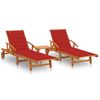 Pack 2 Uds Tumbonas De Jardín | Silla | Sillón Exterior Con Mesa Y Cojines Madera Maciza De Acacia Cfw620542