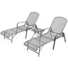 Pack 2 Uds Tumbonas De Jardín | Silla | Sillón Exterior Con Mesita Acero Gris Antracita Cfw796514