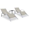 Pack 2 Uds Tumbonas De Jardín | Silla | Sillón Exterior Con Mesita Aluminio Color Crema Cfw190144