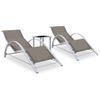 Pack 2 Uds Tumbonas De Jardín | Silla | Sillón Exterior Con Mesita Aluminio Gris Taupe Cfw990586