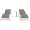 Pack 2 Uds Tumbonas De Jardín | Silla | Sillón Exterior Con Mesita Aluminio Gris Taupe Cfw990586