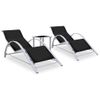 Pack 2 Uds Tumbonas De Jardín | Silla | Sillón Exterior Con Mesita Aluminio Negro Cfw657987