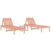 Pack 2 Uds Tumbonas De Jardín | Silla | Sillón Exterior Con Mesita Madera Maciza Douglas Cfw140238