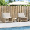 Pack 2 Uds Tumbonas De Jardín | Silla | Sillón Exterior Con Mesita Ratán Sintético Beige Cfw742816