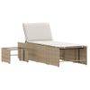 Pack 2 Uds Tumbonas De Jardín | Silla | Sillón Exterior Con Mesita Ratán Sintético Beige Cfw742816