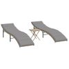 Pack 2 Uds Tumbonas De Jardín | Silla | Sillón Exterior Con Mesita Ratán Sintético Beige Cfw678927