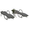 Pack 2 Uds Tumbonas De Jardín | Silla | Sillón Exterior Con Mesita Ratán Sintético Gris Cfw841525