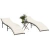 Pack 2 Uds Tumbonas De Jardín | Silla | Sillón Exterior Con Mesita Ratán Sintético Marrón Cfw244320