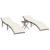 Pack 2 Uds Tumbonas De Jardín | Silla | Sillón Exterior Con Mesita Ratán Sintético Marrón Cfw244320