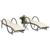 Pack 2 Uds Tumbonas De Jardín | Silla | Sillón Exterior Con Mesita Ratán Sintético Marrón Cfw202882