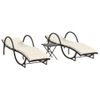 Pack 2 Uds Tumbonas De Jardín | Silla | Sillón Exterior Con Mesita Ratán Sintético Marrón Cfw202882