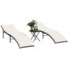 Pack 2 Uds Tumbonas De Jardín | Silla | Sillón Exterior Con Mesita Ratán Sintético Negro Cfw149486