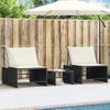 Pack 2 Uds Tumbonas De Jardín | Silla | Sillón Exterior Con Mesita Ratán Sintético Negro Cfw431032