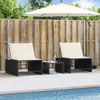 Pack 2 Uds Tumbonas De Jardín | Silla | Sillón Exterior Con Mesita Ratán Sintético Negro Cfw431032