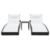 Pack 2 Uds Tumbonas De Jardín | Silla | Sillón Exterior Con Mesita Ratán Sintético Textilene Negro Cfw701072