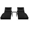 Pack 2 Uds Tumbonas De Jardín | Silla | Sillón Exterior Con Mesita Ratán Sintético Textilene Negro Cfw333939