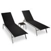 Pack 2 Uds Tumbonas De Jardín | Silla | Sillón Exterior Con Mesitas Acero Y Textileno Negro Cfw737145