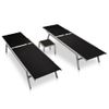 Pack 2 Uds Tumbonas De Jardín | Silla | Sillón Exterior Con Mesitas Acero Y Textileno Negro Cfw737145