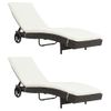 Pack 2 Uds Tumbonas De Jardín | Silla | Sillón Exterior Con Ruedas Y Cojines Ratán Sintético Marrón Cfw692881