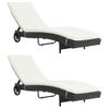 Pack 2 Uds Tumbonas De Jardín | Silla | Sillón Exterior Con Ruedas Y Cojines Ratán Sintético Negro Cfw372328