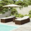 Pack 3 Uds Tumbonas De Jardín | Silla | Sillón Exterior Y Mesita Ratán Sintético Marrón Cfw253668