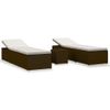 Pack 3 Uds Tumbonas De Jardín | Silla | Sillón Exterior Y Mesita Ratán Sintético Marrón Cfw253668