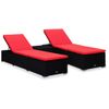 Pack 3 Uds Tumbonas De Jardín | Silla | Sillón Exterior Y Mesita Ratán Sintético Negro Cfw994098