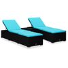 Pack 3 Uds Tumbonas De Jardín | Silla | Sillón Exterior Y Mesita Ratán Sintético Negro Cfw353168