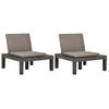 Pack 2 Uds Tumbonas De Jardín | Silla | Sillón Exterior Con Cojines Plástico Gris Antracita Cfw683223