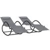 Pack 2 Uds Tumbonas De Jardín | Silla | Sillón Exterior Mecedoras Acero Y Textilene Gris Cfw300007