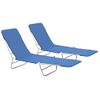 Pack 2 Uds Tumbonas De Jardín | Silla | Sillón Exterior Plegables Acero Y Tela Azul Cfw489467