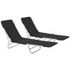 Pack 2 Uds Tumbonas De Jardín | Silla | Sillón Exterior Plegables Acero Y Tela Negras Cfw776291