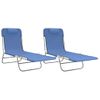 Pack 2 Uds Tumbonas De Jardín | Silla | Sillón Exterior Plegables Acero Y Textilene Azul Cfw470430