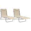 Pack 2 Uds Tumbonas De Jardín | Silla | Sillón Exterior Plegables Acero Y Textilene Color Crema Cfw660905