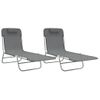 Pack 2 Uds Tumbonas De Jardín | Silla | Sillón Exterior Plegables Acero Y Textilene Gris Cfw182289