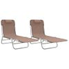 Pack 2 Uds Tumbonas De Jardín | Silla | Sillón Exterior Plegables Acero Y Textilene Marrón Cfw218858