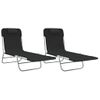 Pack 2 Uds Tumbonas De Jardín | Silla | Sillón Exterior Plegables Acero Y Textilene Negro Cfw143320