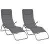 Pack 2 Uds Tumbonas De Jardín | Silla | Sillón Exterior Plegables Textilene Acero Con Recubrimiento Gris Cfw355903