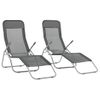 Pack 2 Uds Tumbonas De Jardín | Silla | Sillón Exterior Plegables Textilene Gris Antracita Cfw779704