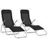 Pack 2 Uds Tumbonas De Jardín | Silla | Sillón Exterior Plegables Textilene Negro Cfw776035