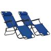 Pack 2 Uds Tumbonas De Jardín | Silla | Sillón Exterior Plegables Con Reposapiés Acero Azul Cfw164680