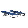 Pack 2 Uds Tumbonas De Jardín | Silla | Sillón Exterior Plegables Con Reposapiés Acero Azul Cfw164680