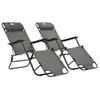 Pack 2 Uds Tumbonas De Jardín | Silla | Sillón Exterior Plegables Con Reposapiés Acero Gris Cfw951134