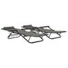 Pack 2 Uds Tumbonas De Jardín | Silla | Sillón Exterior Plegables Con Reposapiés Acero Gris Cfw951134