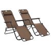 Pack 2 Uds Tumbonas De Jardín | Silla | Sillón Exterior Plegables Con Reposapiés Acero Marrón Cfw323720