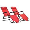 Pack 2 Uds Tumbonas De Jardín | Silla | Sillón Exterior Plegables Con Reposapiés Acero Rojo Cfw282354